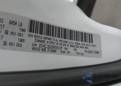 2016 Chrysler Town & Country Touring из США, поврежденный, VIN 2C4RC1BG3GR254137